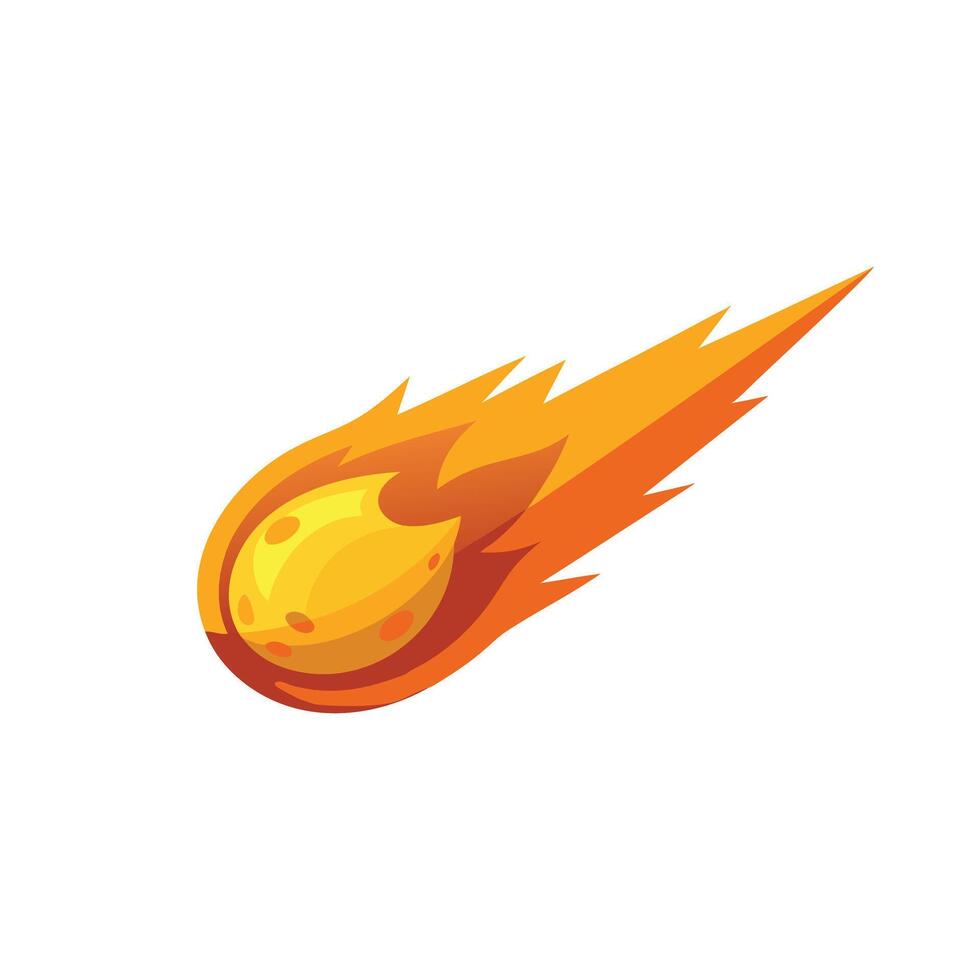 Flying meteor isolated flat illustration on white background vector