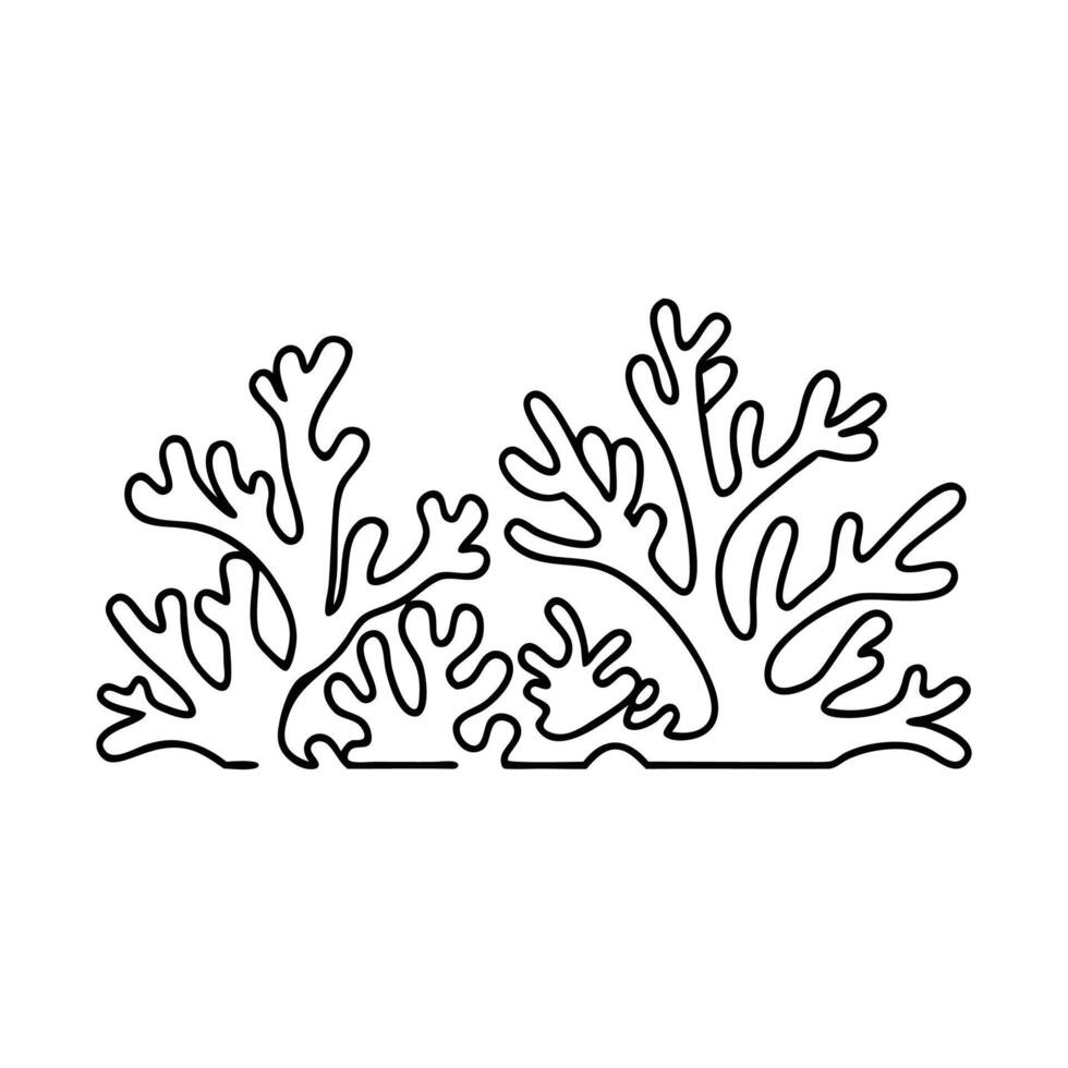 Corals Line art flat illustration on white background vector
