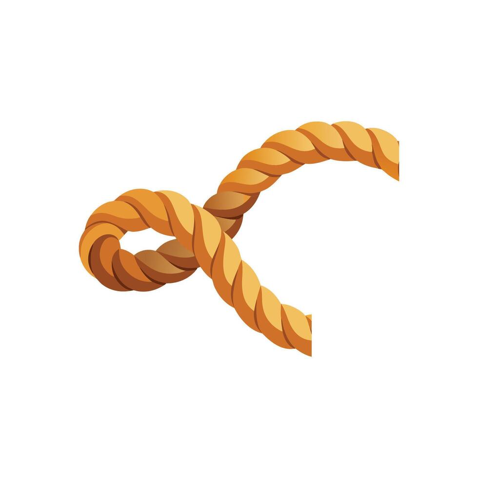 Curled rope isolated flat illustration on white background vector