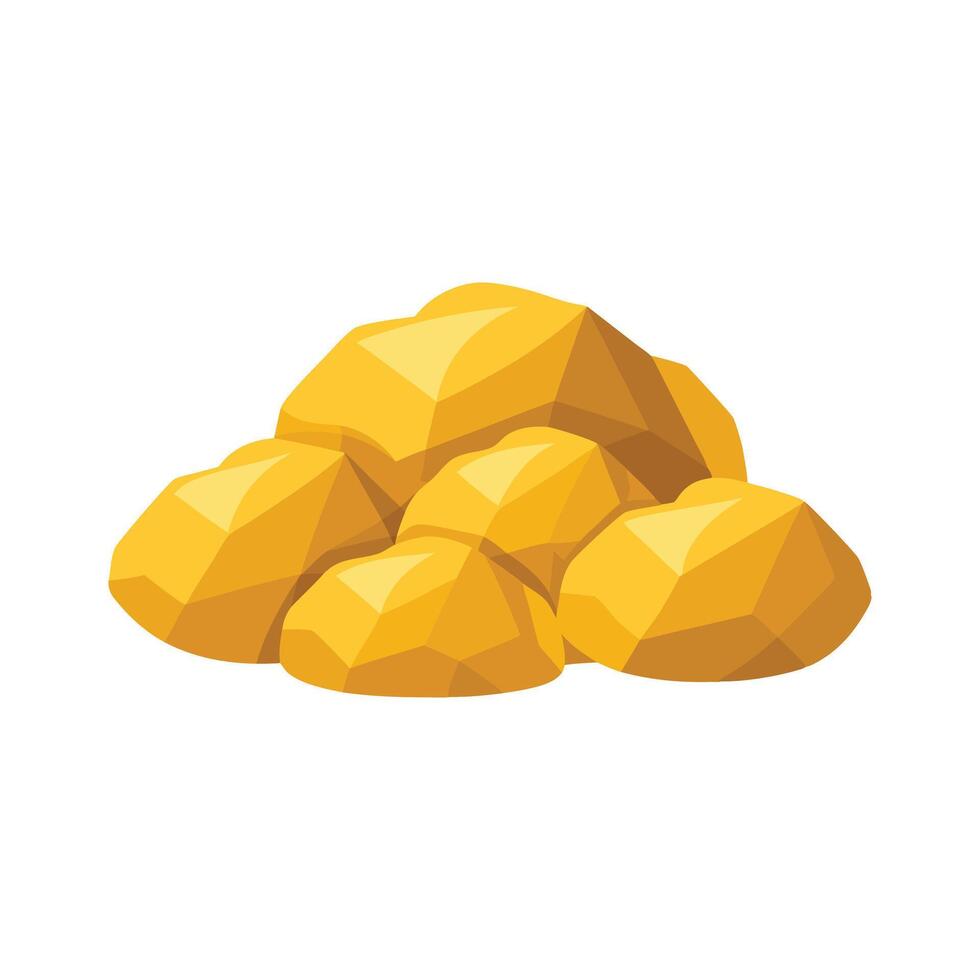 Gold nuggets isolated flat illustration on white background. vector