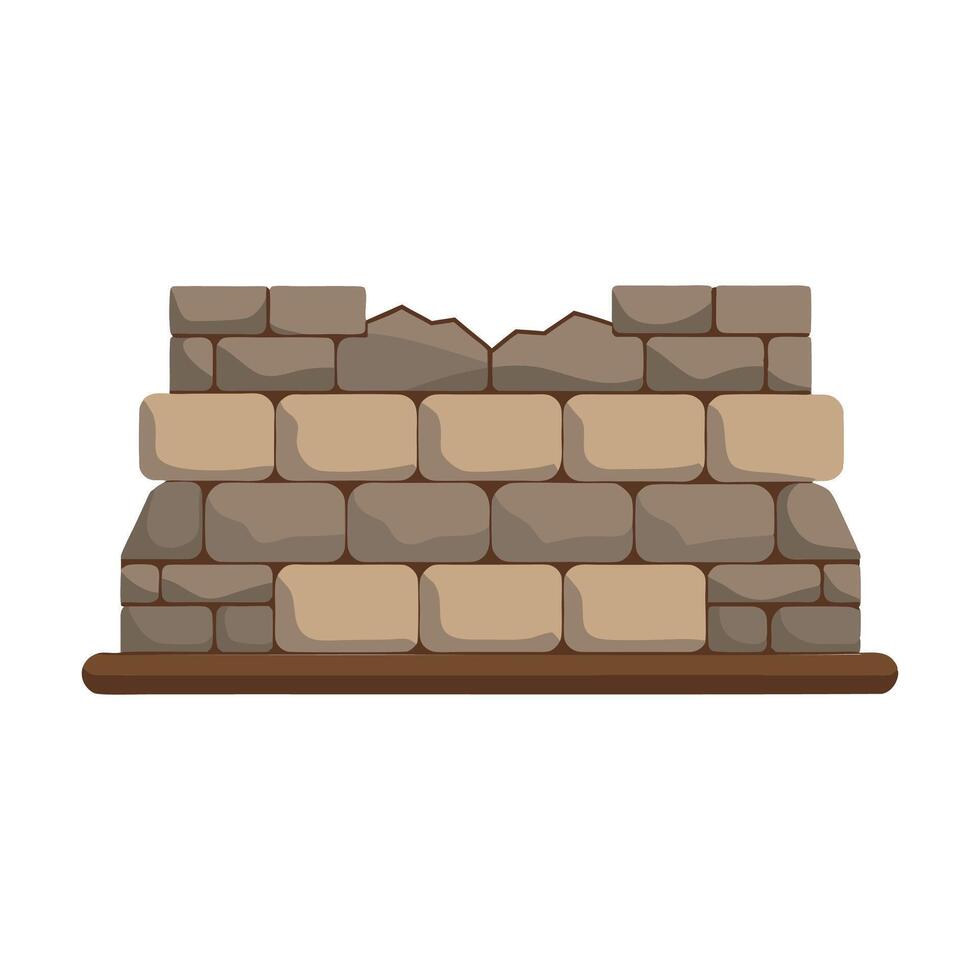 Stone wall isolated flat illustration on white background vector