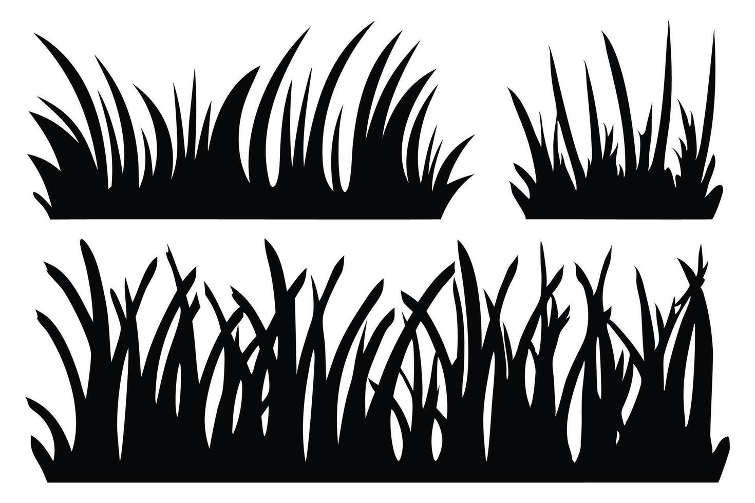 The grass silhouettes set isolated flat illustration on white background vector