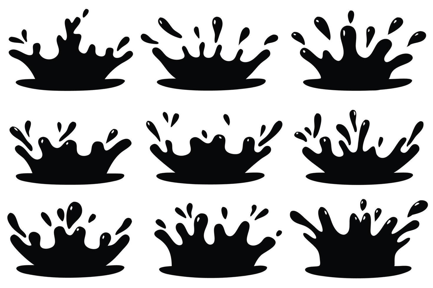 Liquid splash silhouettes set isolated flat illustration on white background vector