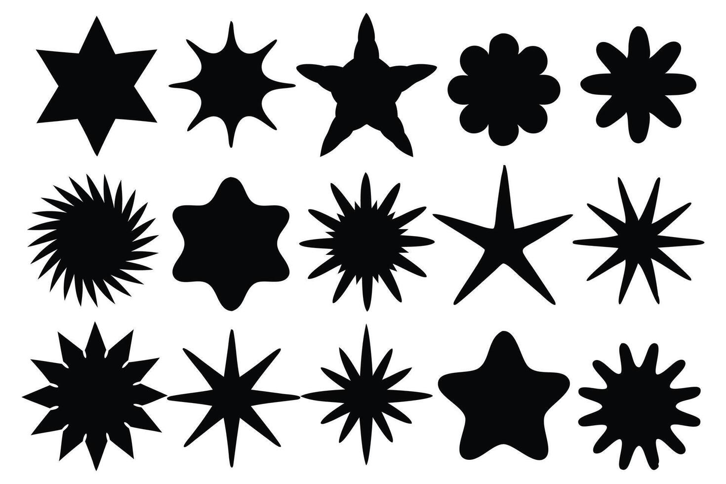 Different star shapes silhouettes set isolated flat illustration on white background vector