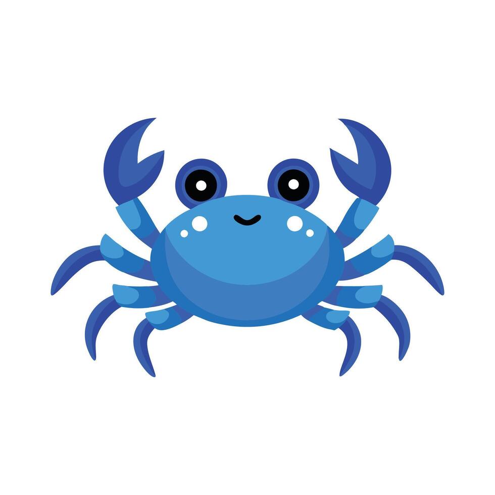 Cute Blue Crab isolated flat illustration on white background vector