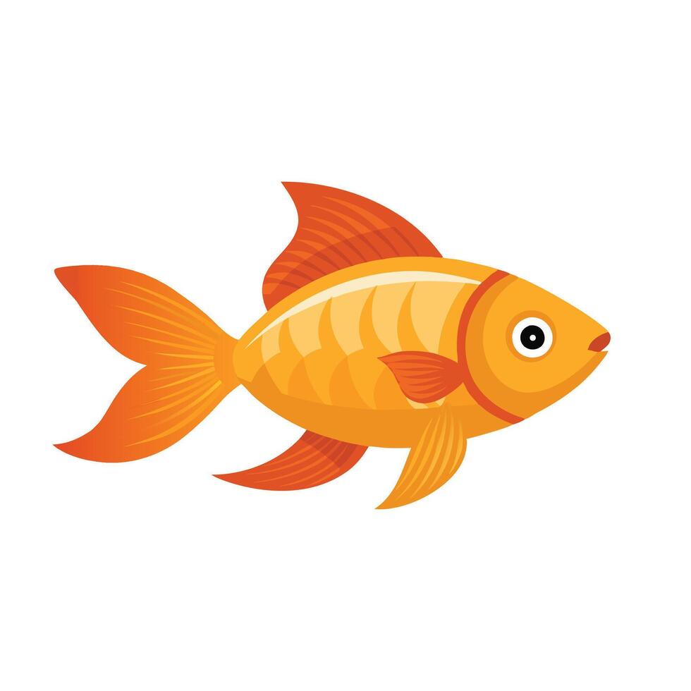Beautiful Goldfish isolated flat illustration on white background. vector