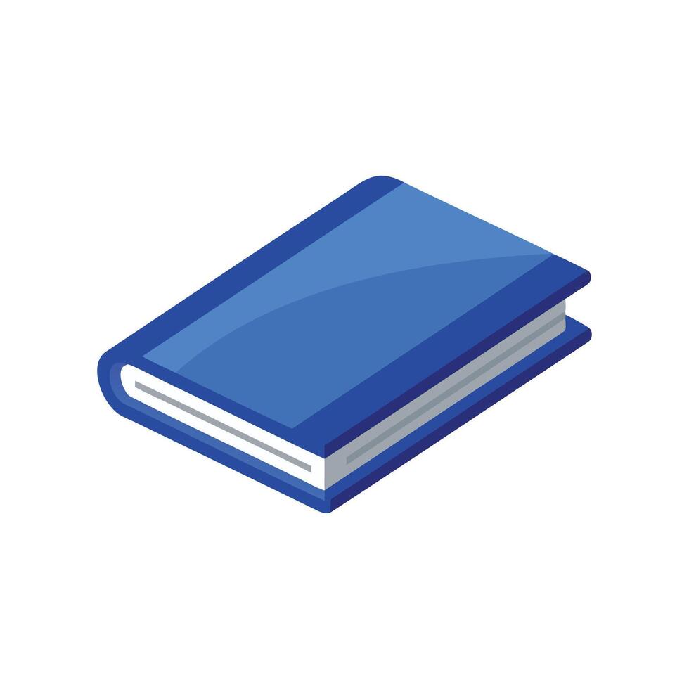 Blue hard cover book isolated flat illustration on white background vector