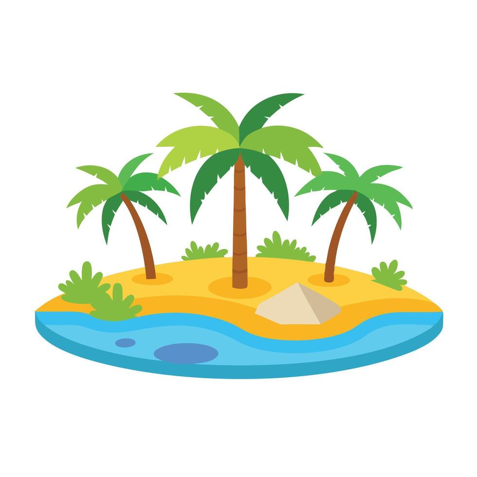 Tropical oasis isolated flat illustration on white background. vector