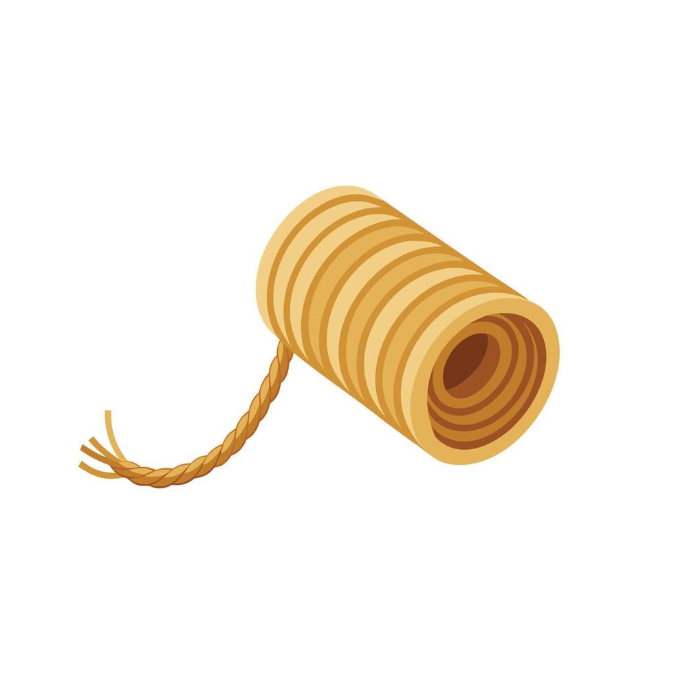 Roll of thin natural rope isolated flat illustration on white background vector