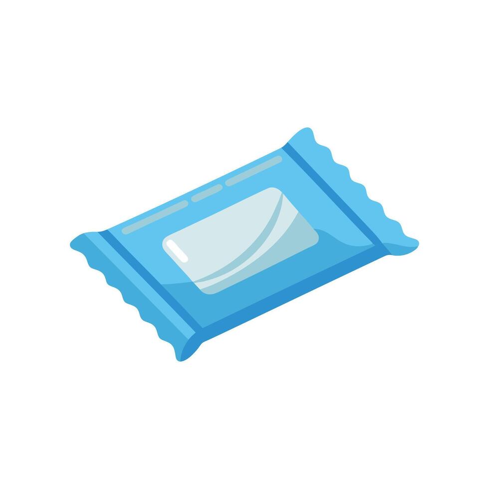 Open wet wipes flow pack isolated flat illustration on white background vector