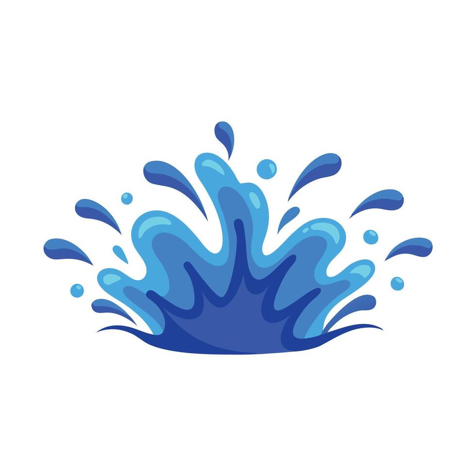 Blue water splashes isolated flat illustration on white background. vector