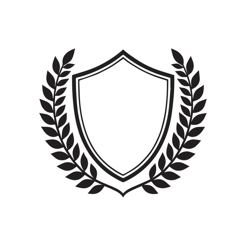 Shield and Laurel Wreath Illustration Isolated on White Background for Emblem Designs vector