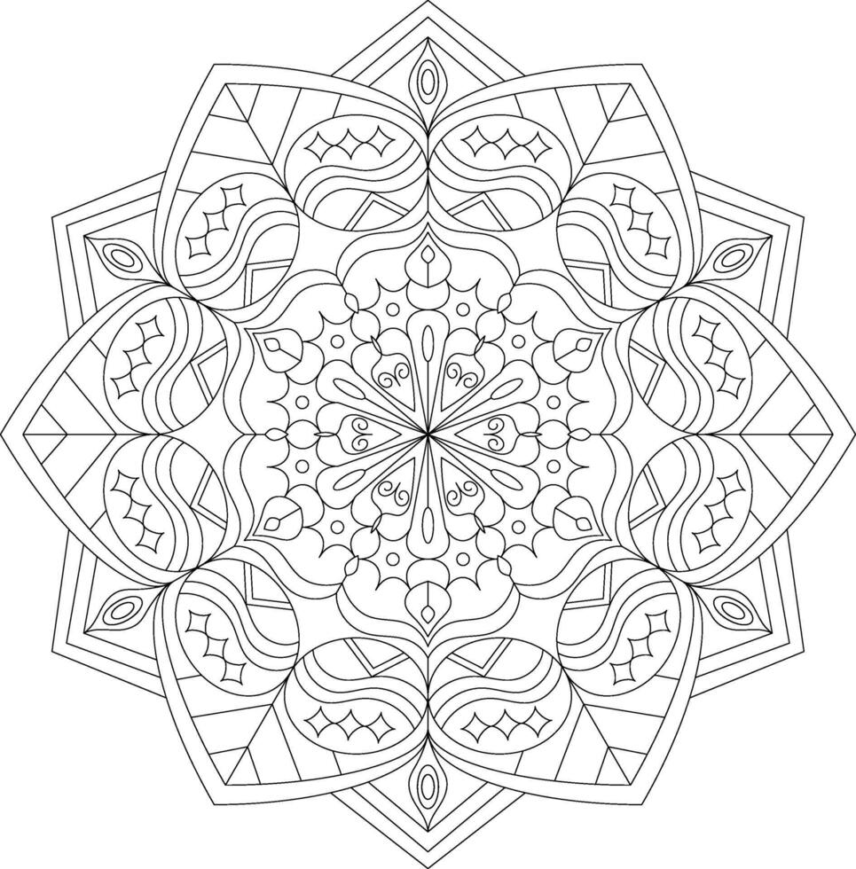 Intricate Mandala Line Art for Coloring and Meditation vector