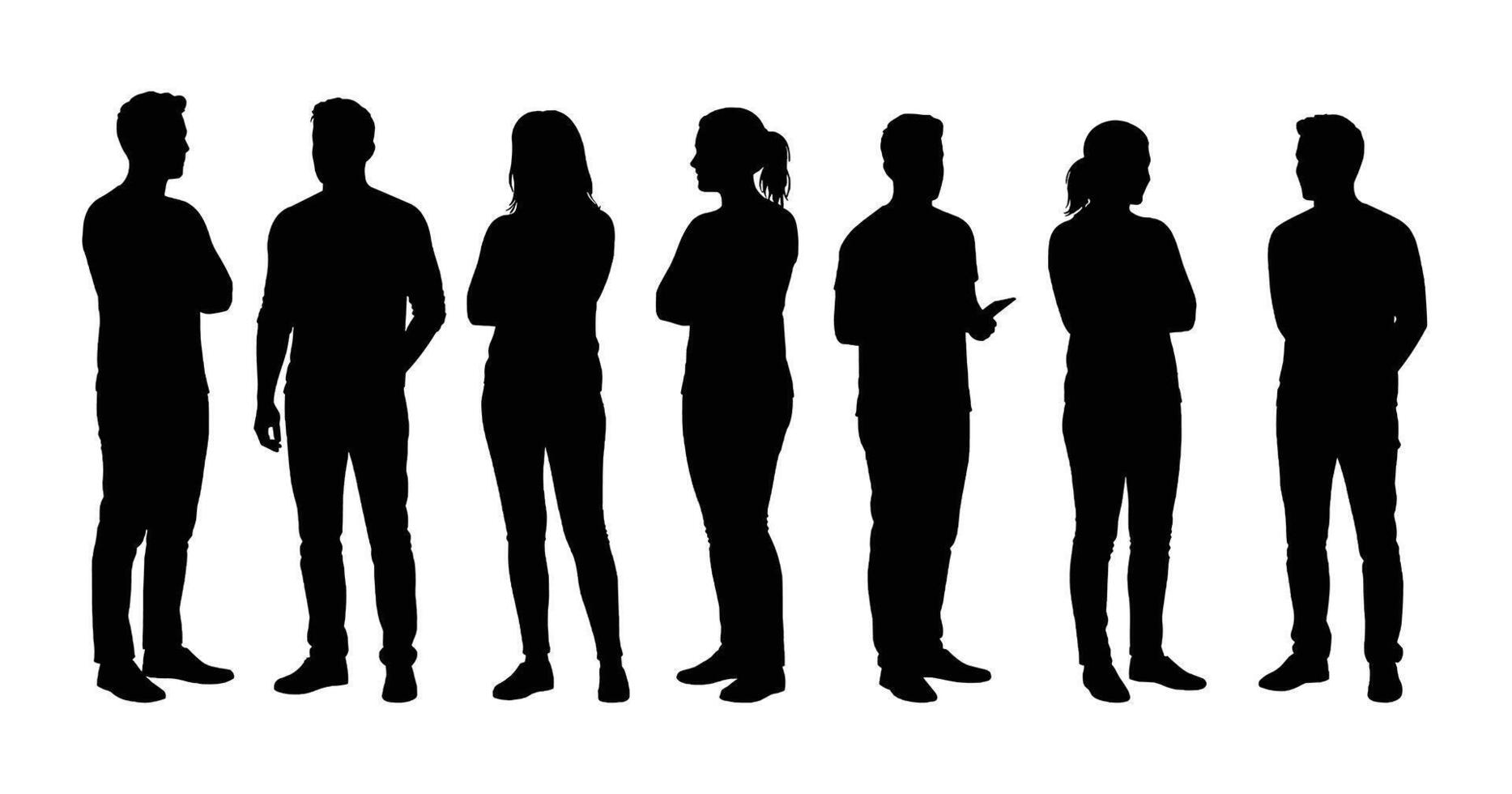 Group of People Silhouettes Business Teamwork Diversity Illustration vector