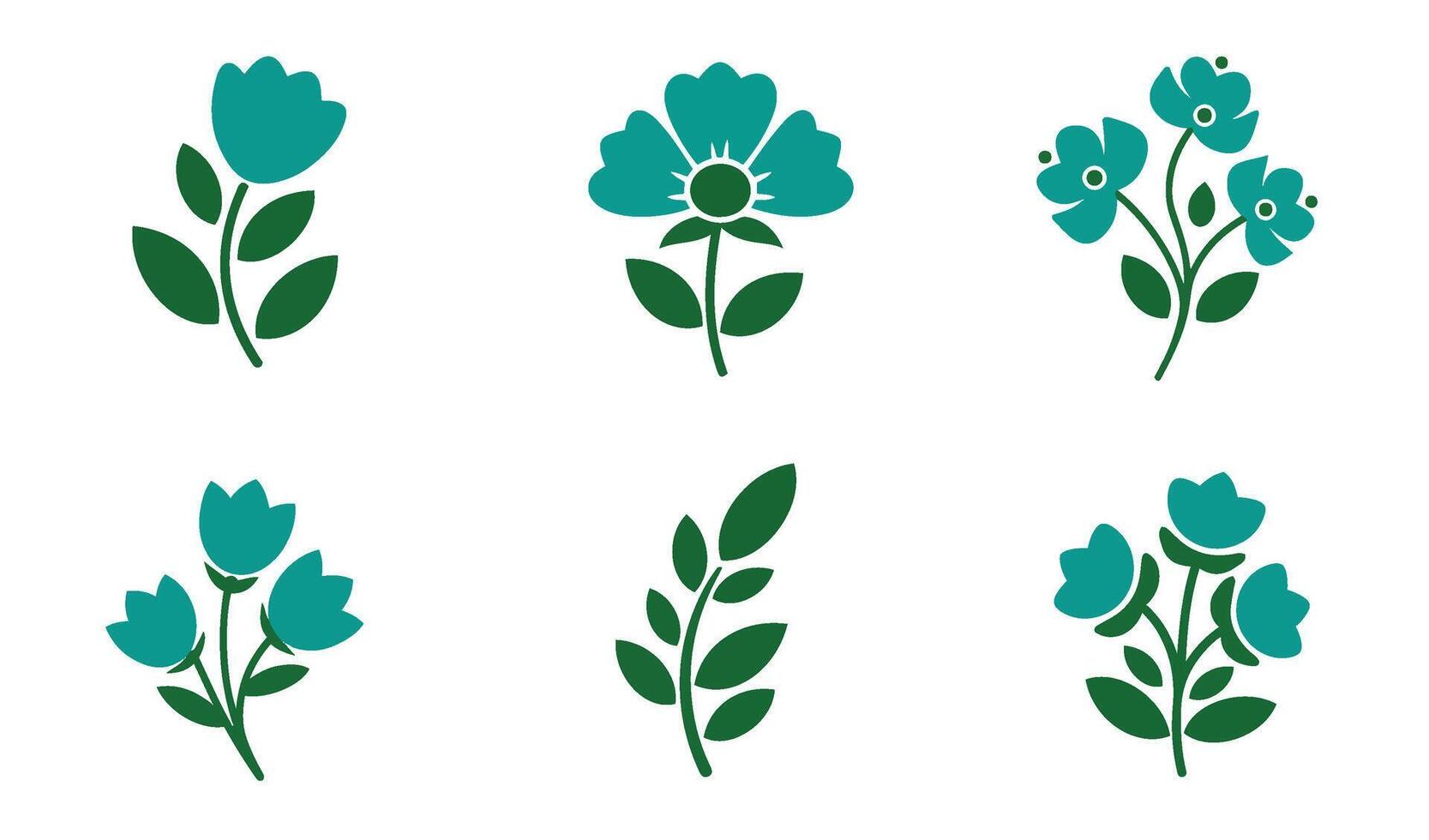 Blooming Floral Artwork with Decorative and Floral Silhouette Icons vector