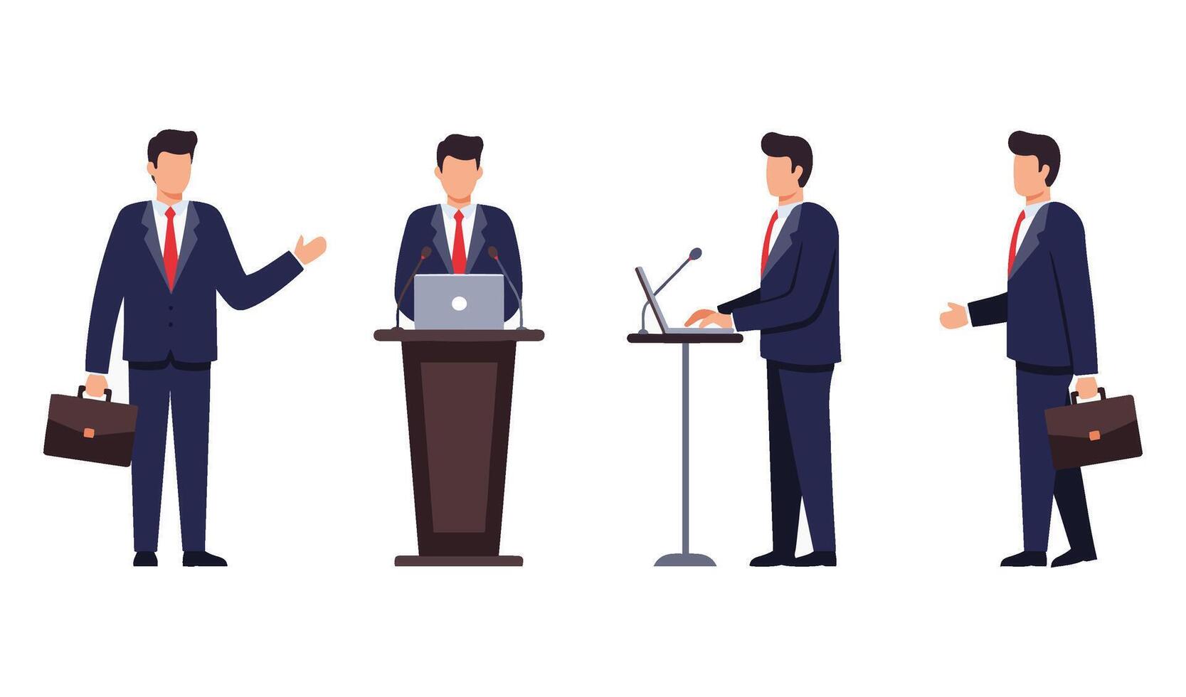 Corporate Man in Suit Leading Business Discussion at Company Meeting vector