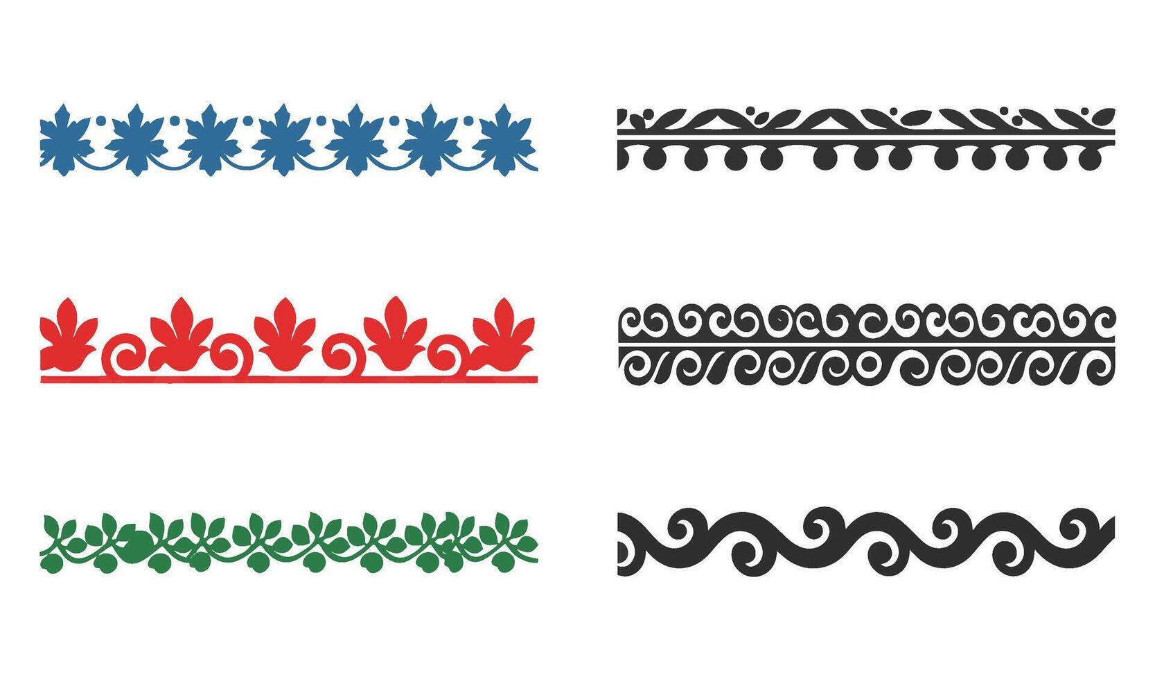 Vintage Border Ornament Bundle with Floral and Geometric Borders for Design Projects vector