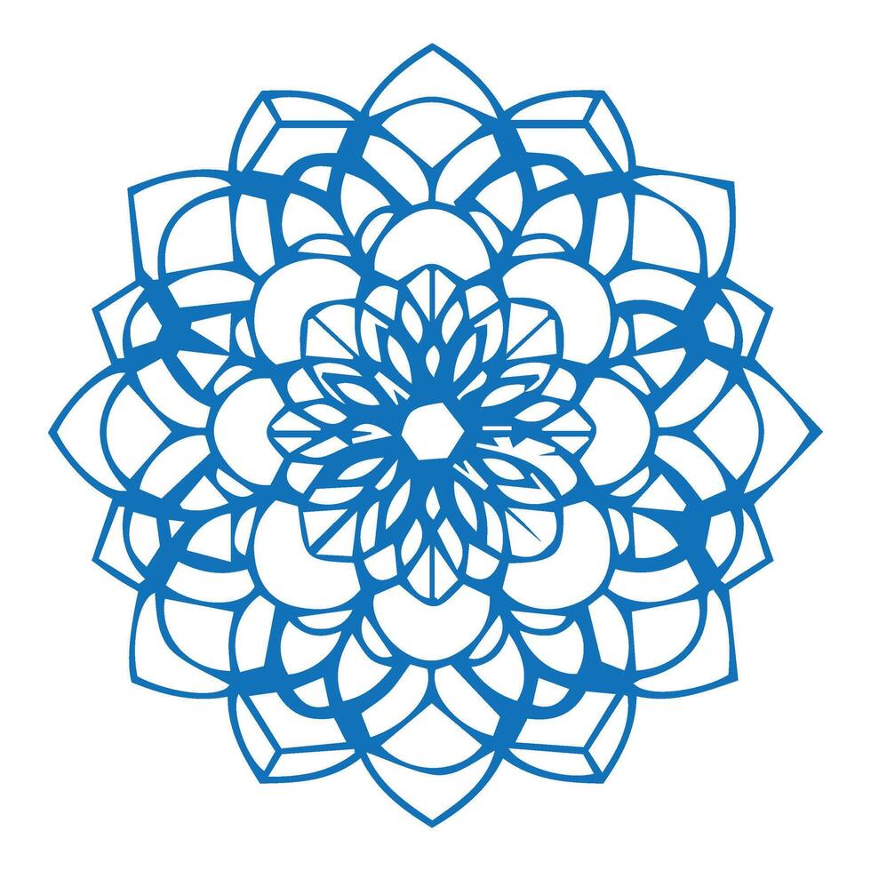 Black Outline Mandala with Sacred Geometry and Floral Elements for Art Therapy vector