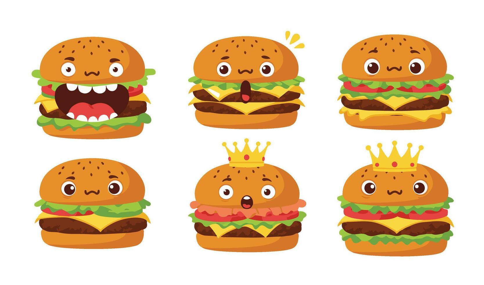 Cute Animated Burger with Happy Cartoon Smile and Delicious Look vector