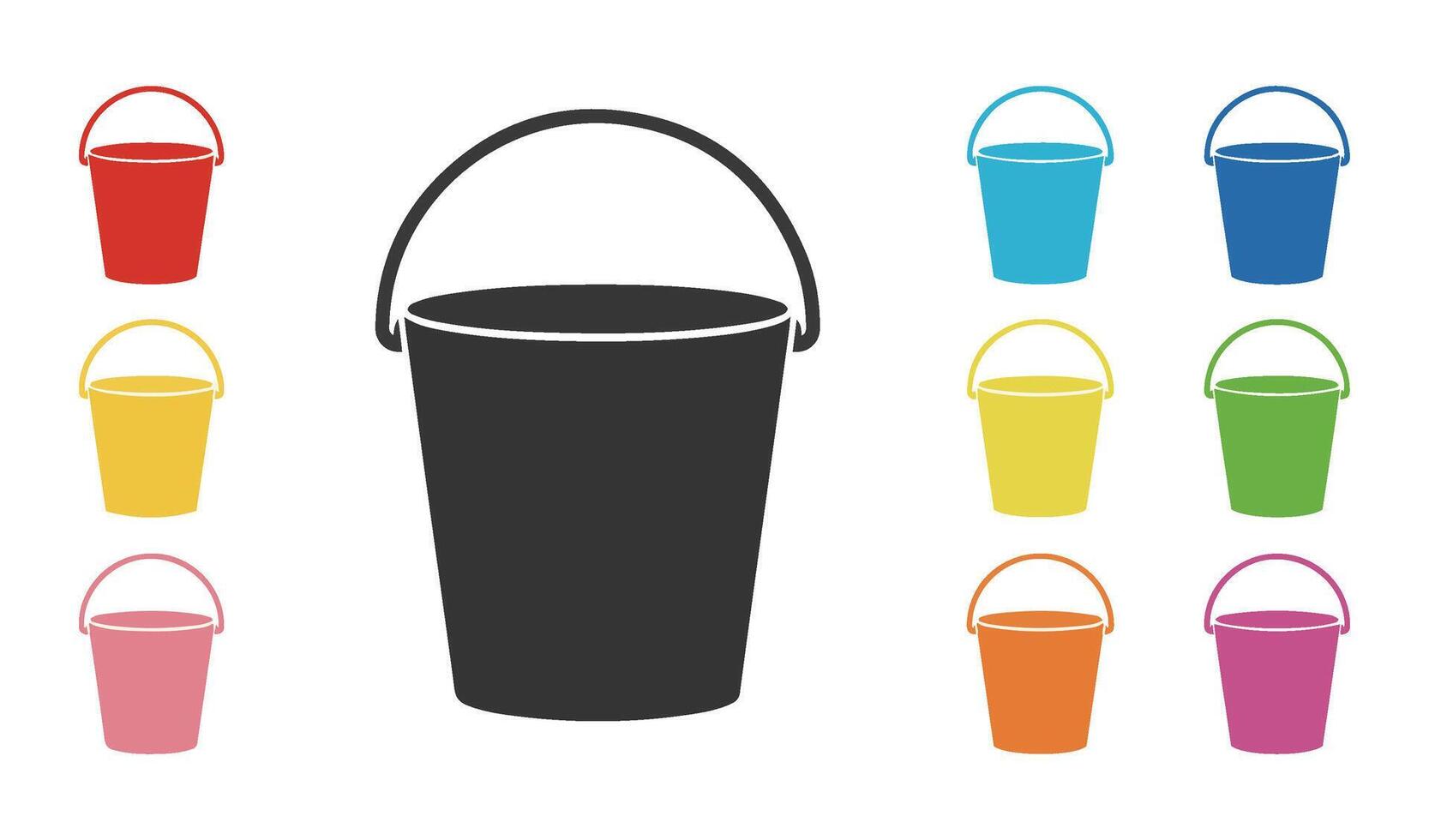 Colorful Plastic Bucket for Storage and Transport vector