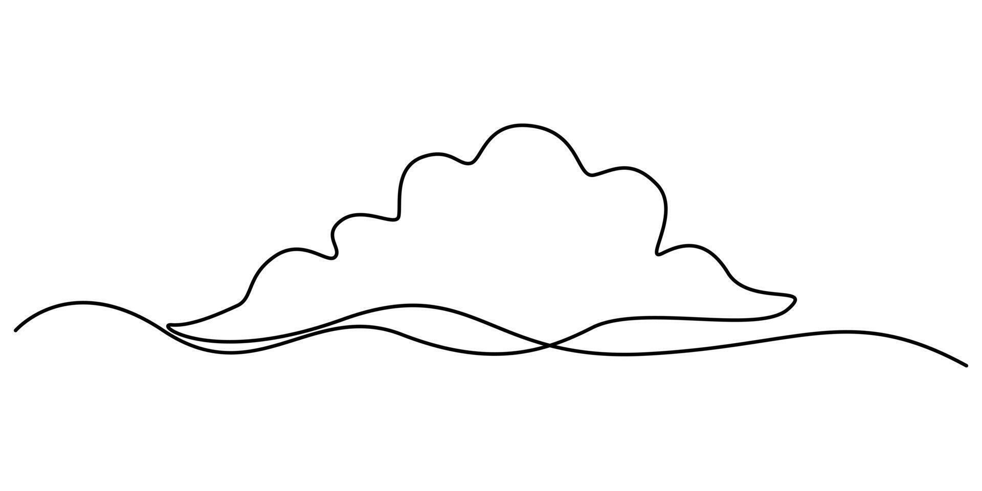 Clouds one continuous line drawing illustration vector