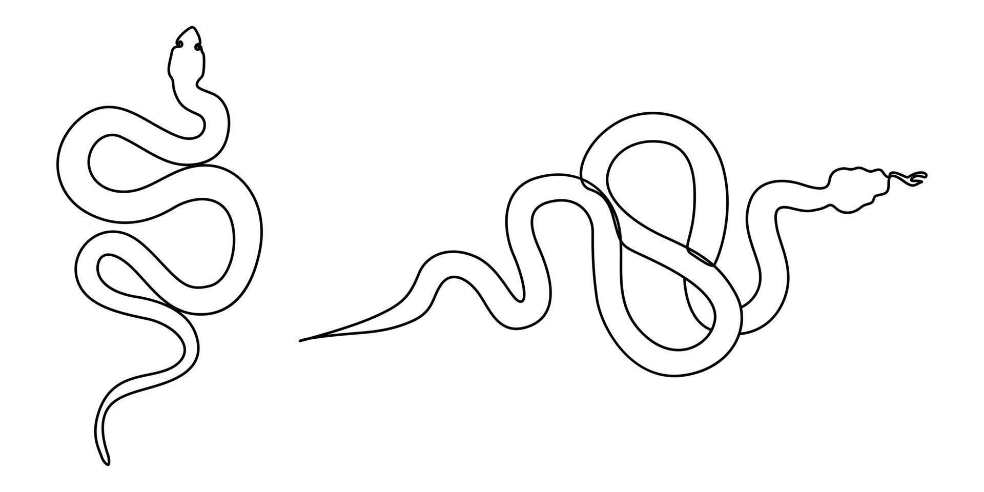 Snake Continuous One Line Drawing snake one line illustration concept vector