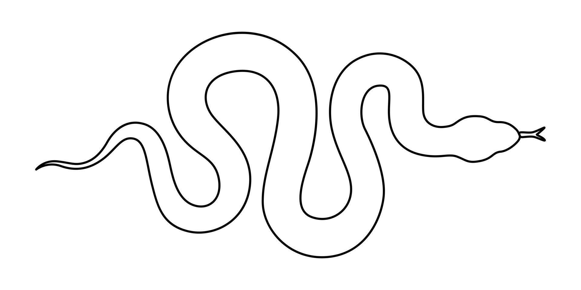 Snake continuous one line drawing art illustration vector