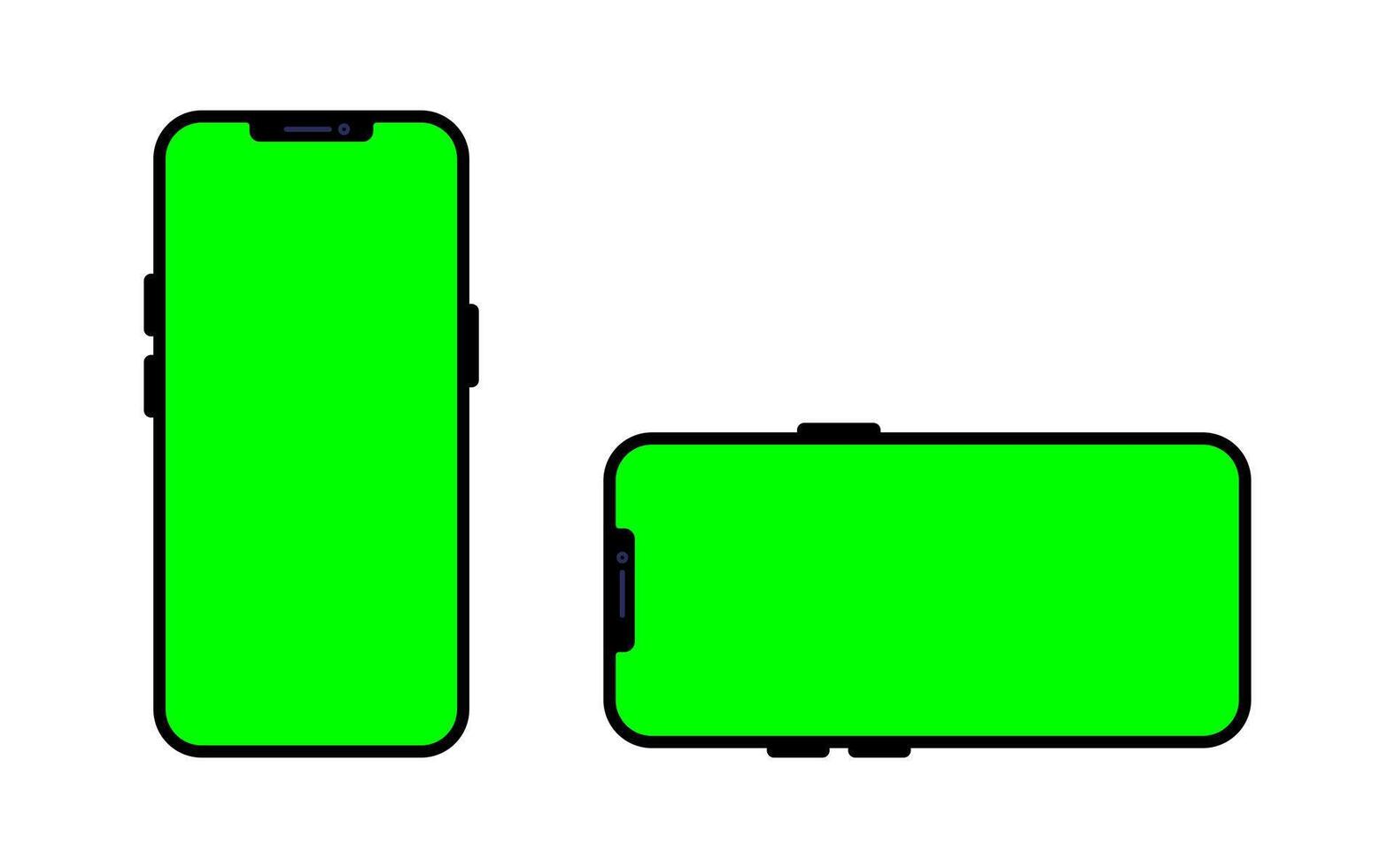 Smartphone mockup with green screen illustration. Mobile phone mock up icon in flat design vector