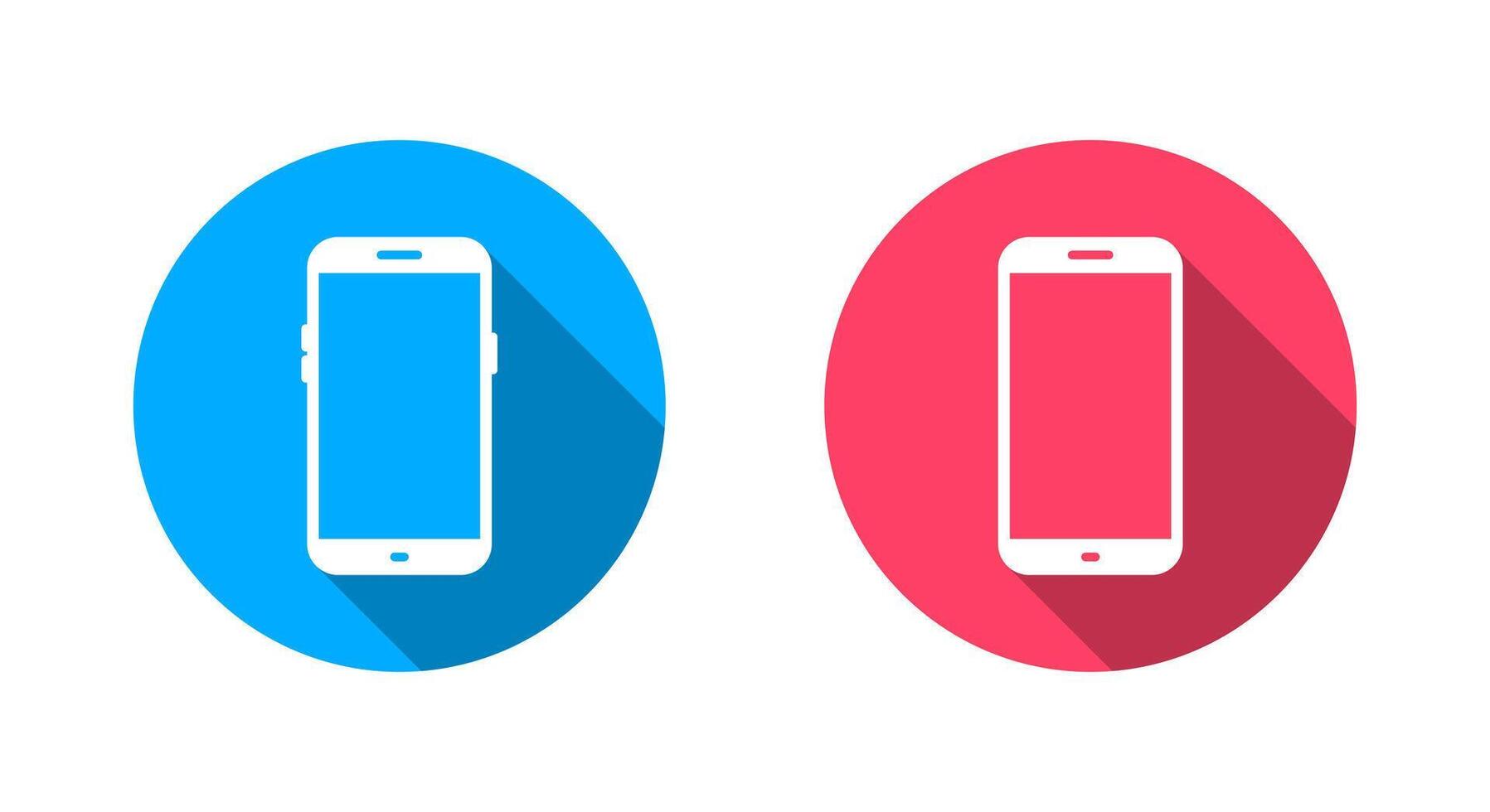 Mobile phone, smartphone icon with long shadow. Cellphone sign symbol vector