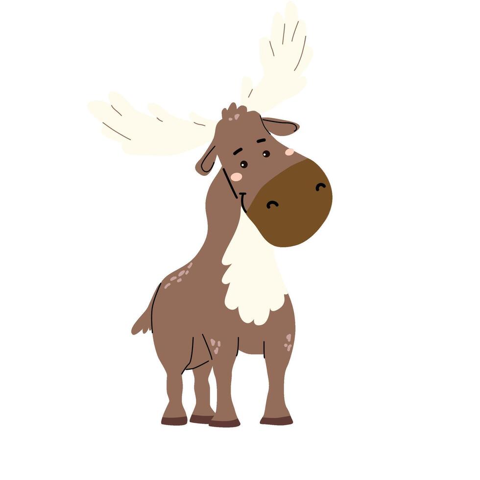 Adorable cartoon moose illustration for children's forest animal theme vector