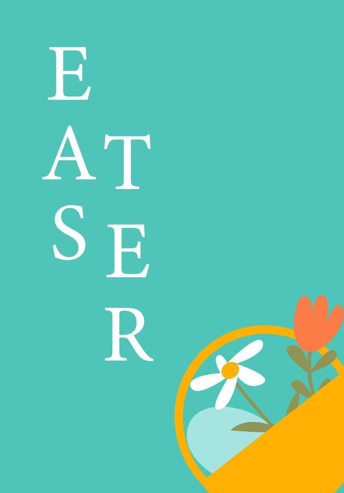 Easter floral design with spring flowers on turquoise background vector