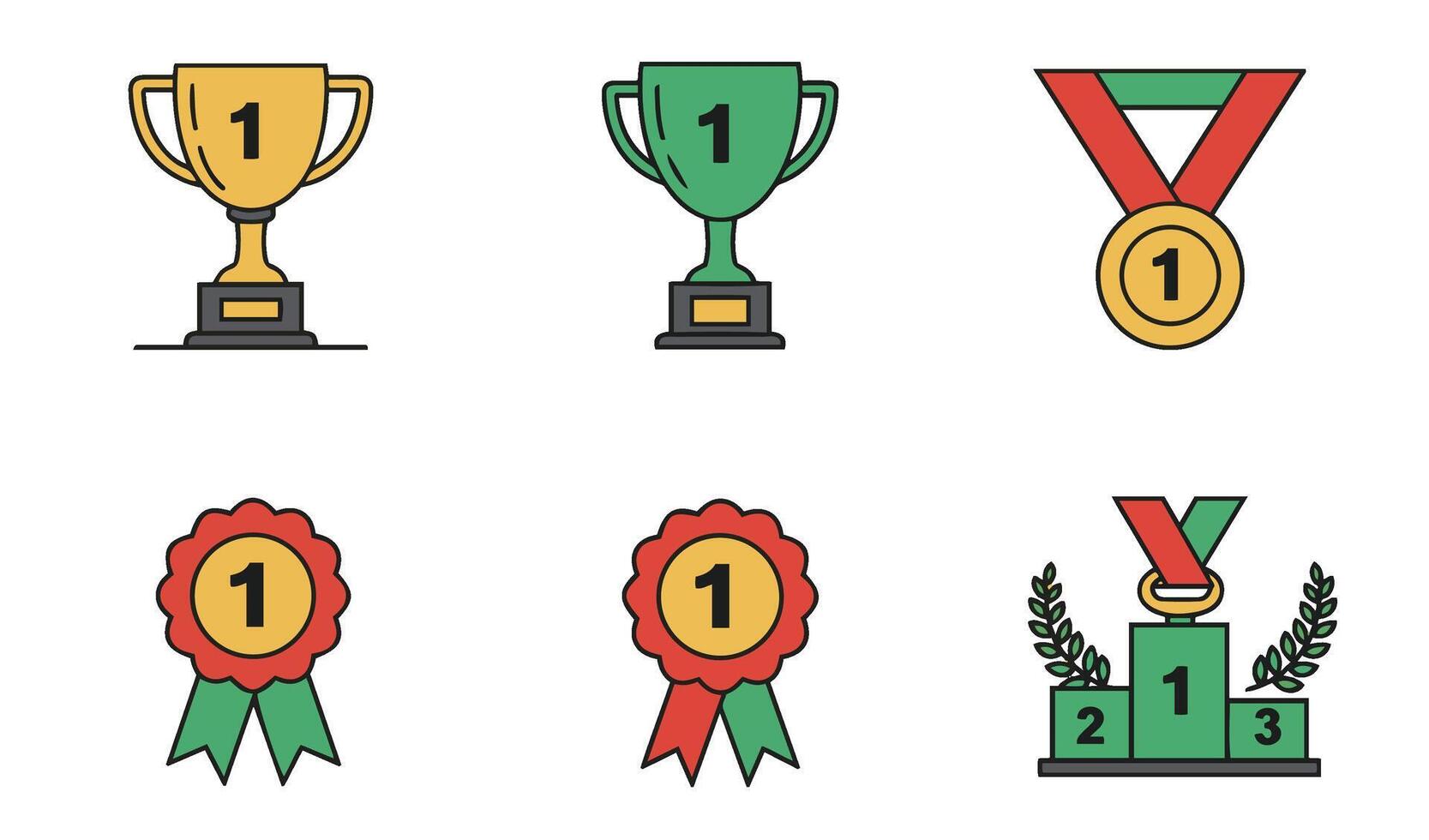 Golden Cup and Star Award Recognition Set vector