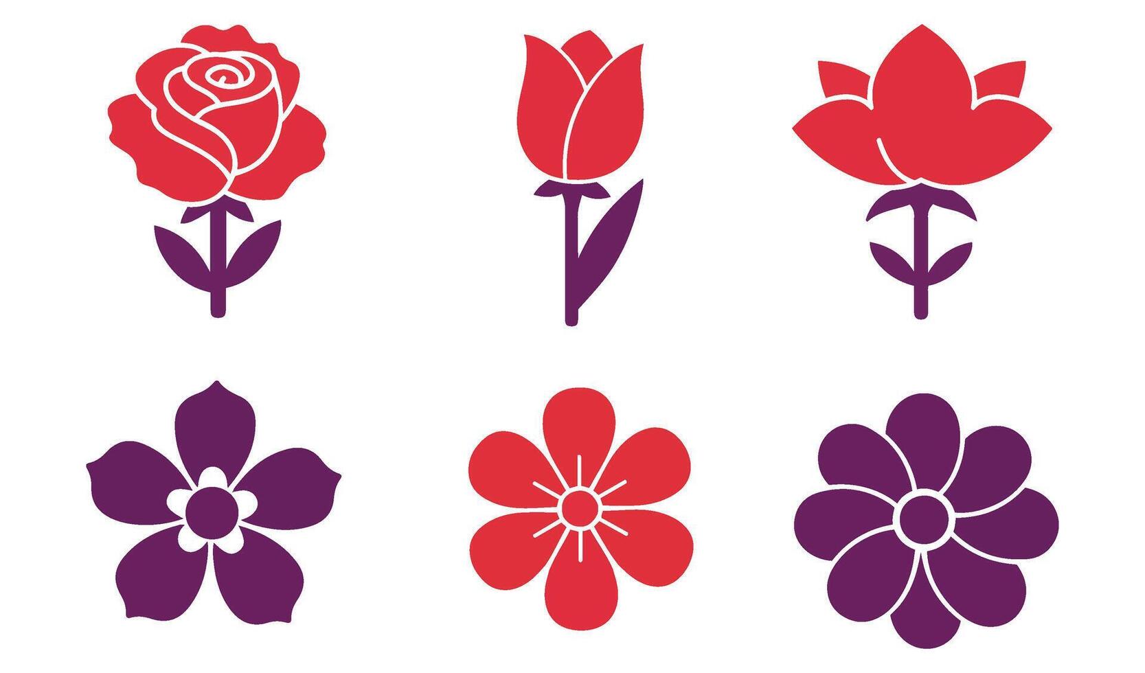 Modern Floral Elements with Stylish and Minimalist Flower Illustrations vector