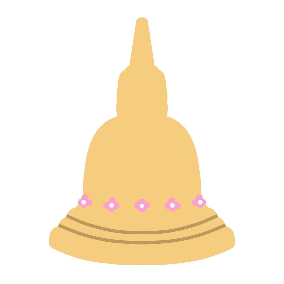Sand Pagoda Illustration Hand Drawn Songkran Festival Tradition vector