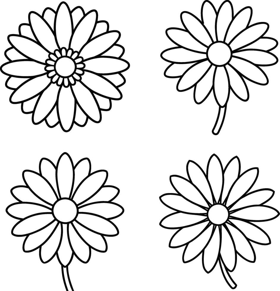 Compilation of flower illustrations coloring sheet floral patterns in spring and summer colors vector