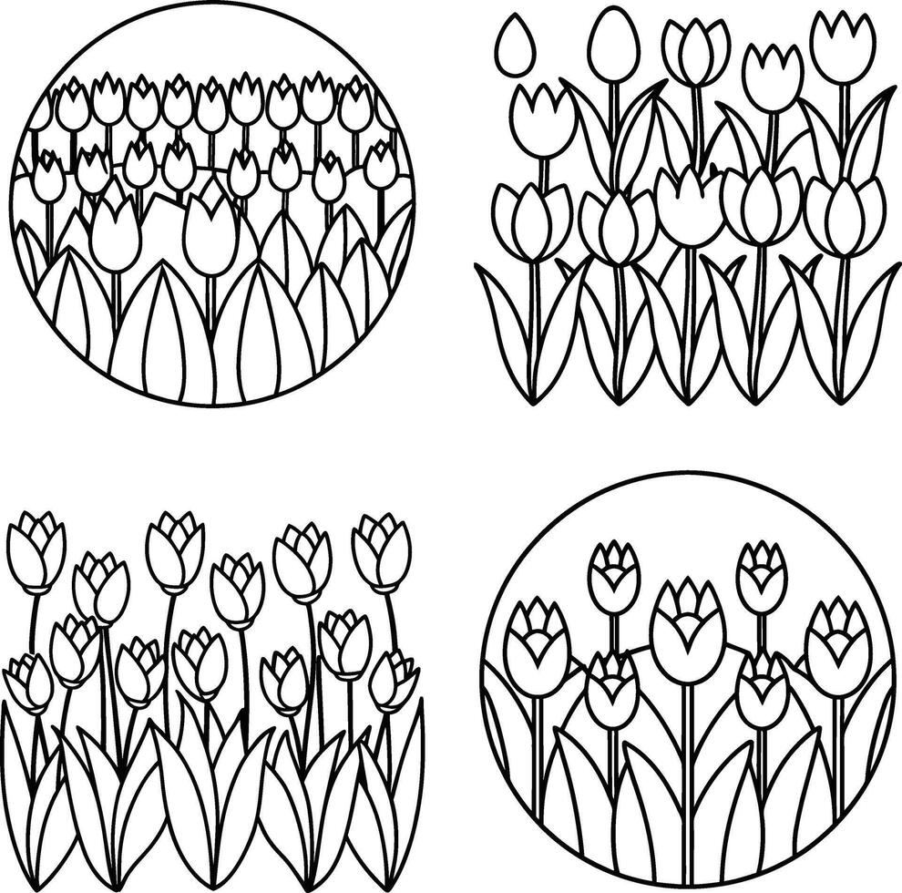 Assortment of flower illustrations coloring page floral patterns in spring and summer colors vector