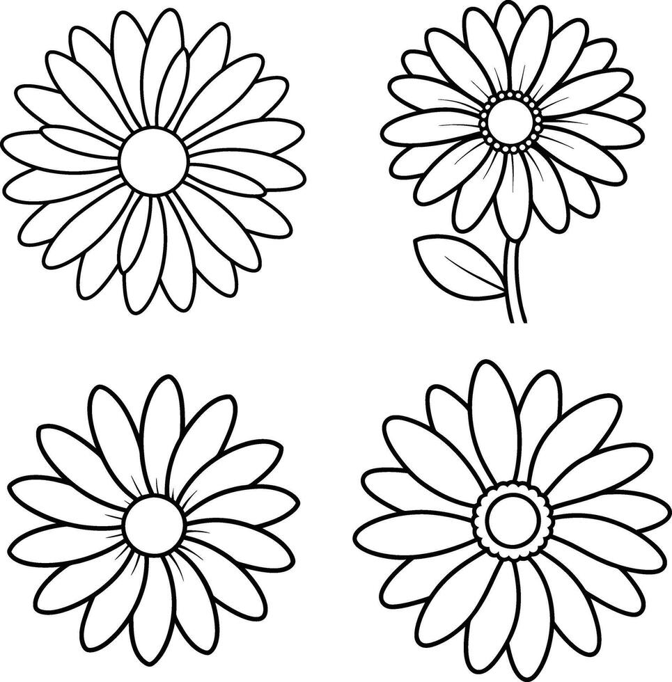 Variety of flower illustrations coloring sheet floral patterns in spring and summer colors vector