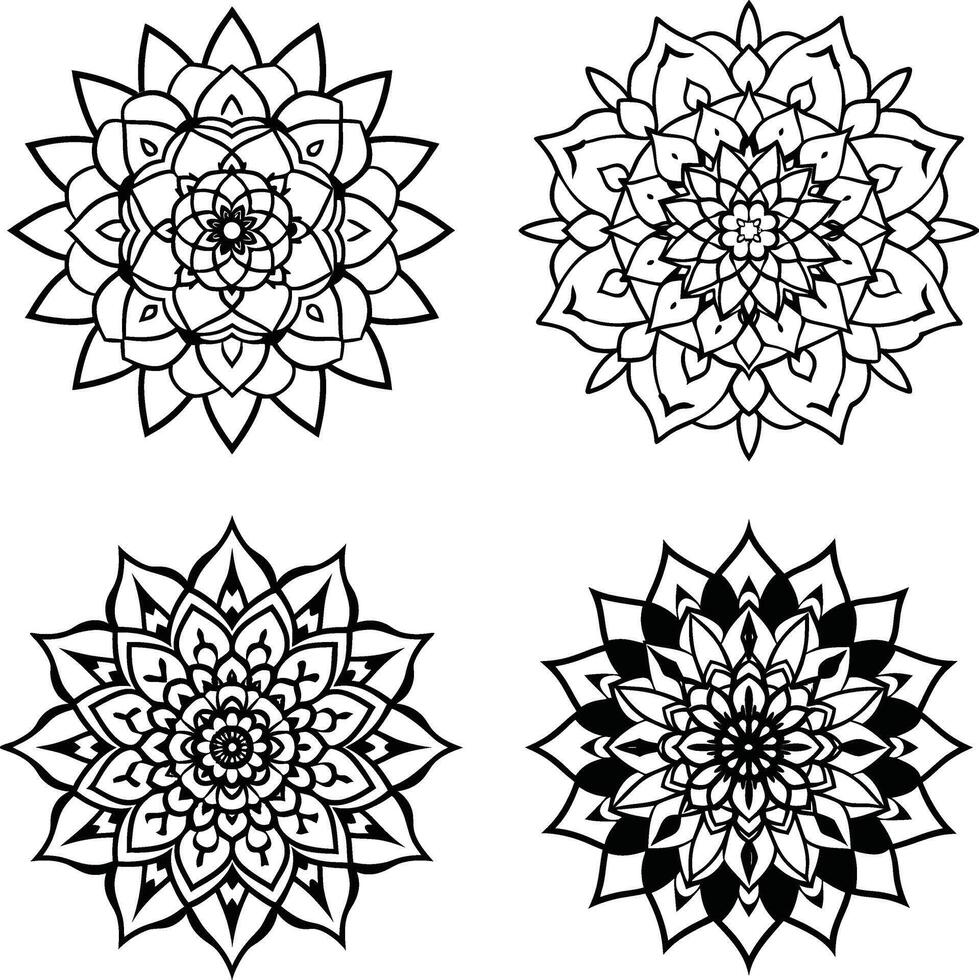 Group of flower illustrations coloring page floral patterns in spring and summer colors vector