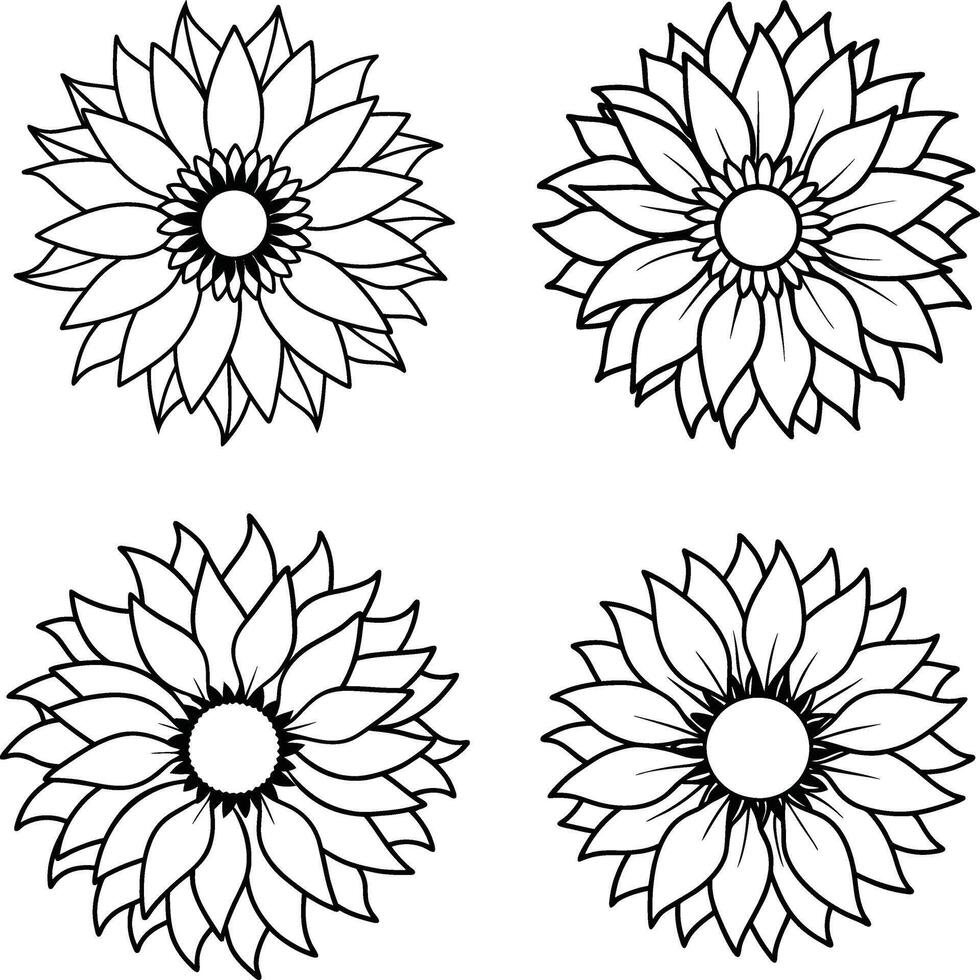 Compilation of flower illustrations coloring page floral patterns in spring and summer colors vector