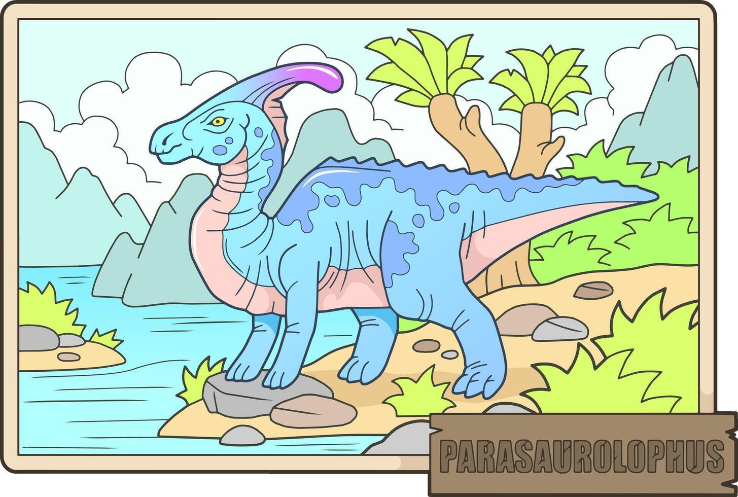 prehistoric dinosaur parasaurolophus, illustration design vector