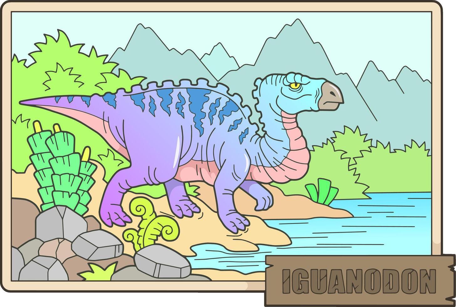 dinosaur iguanodon, illustration design vector