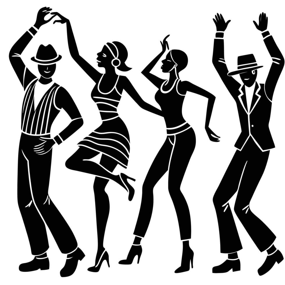 Vibrant Flat Illustration of Joyful Dancing Individuals vector