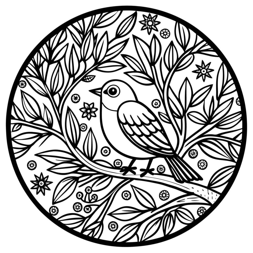 Round HandDrawn Coloring Page for Children with Two Shapes vector