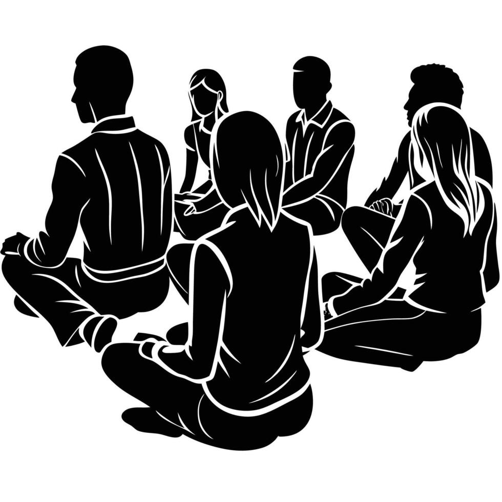 Silhouette of Sitting People in a Format vector