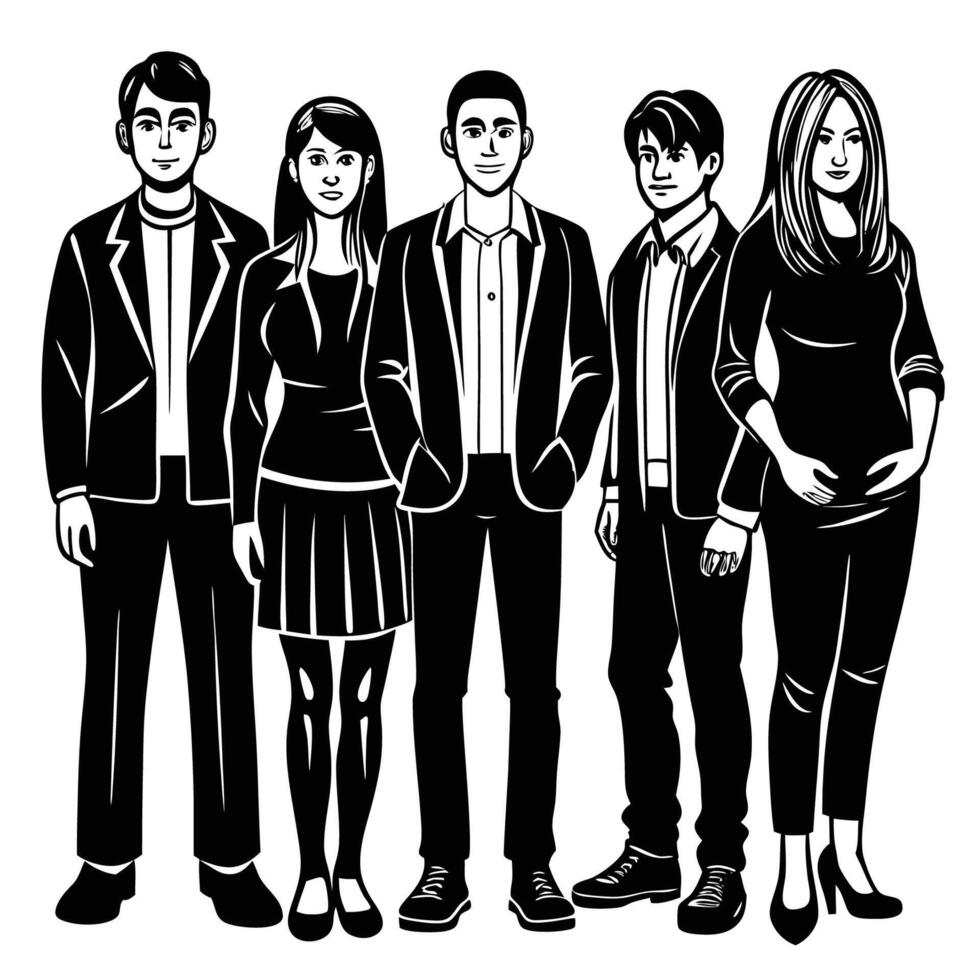Group of Standing People on an Isolated White Background vector