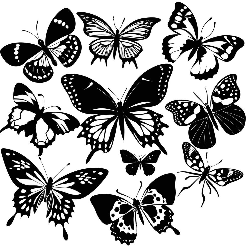 Delicate Butterfly Silhouettes in a Graceful Collection vector