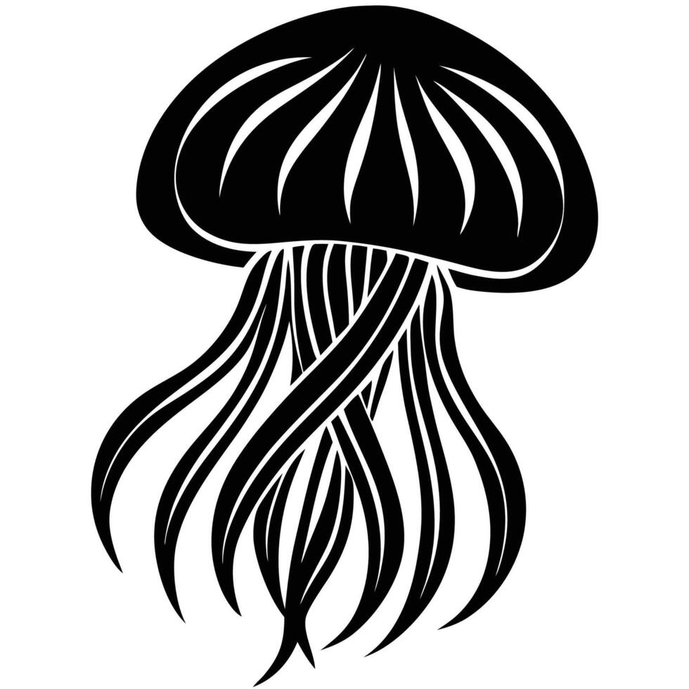Silhouetted Jellyfish Suspended Gracefully on a Pristine White Background vector