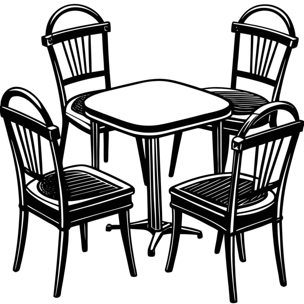 Variety of Isolated Silhouette Chair and Table Set Pack vector
