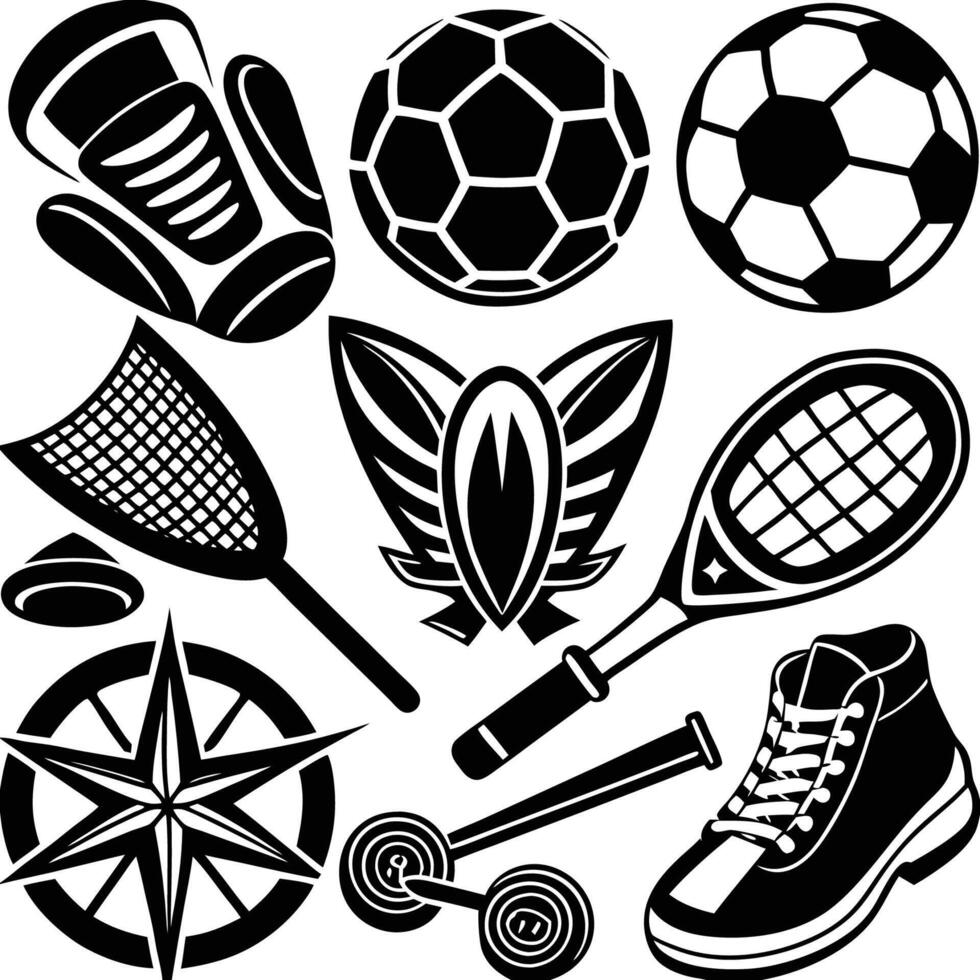 Comprehensive Collection of Sport Equipment with Dynamic s vector