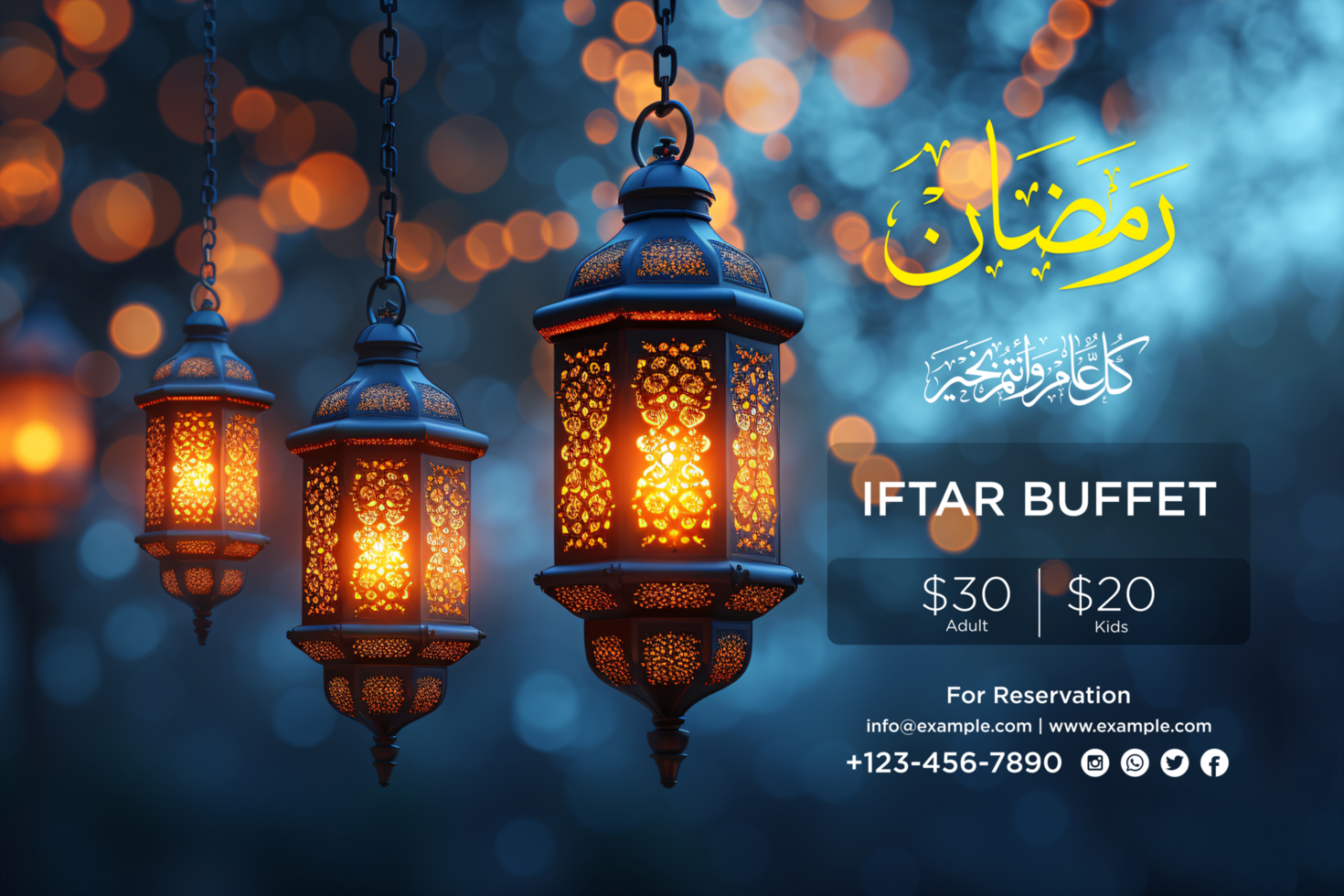 Glowing Ramadan Kareem Hanging lantern Banner Design Beautiful and Spiritual Celebration psd